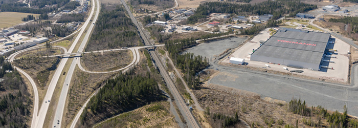 Aerial view of the Kapuli Business Park and the passing highway