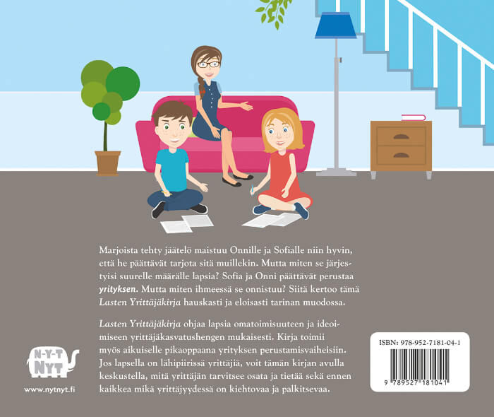 Lasten Yrittäjäkirja ohjaa lapsia omatoimisuuteen ja ideoimiseen yrittäjäkasvatushengen mukaisesti. Kirja toimii myös aikuiselle pikaoppaana yrityksen perustamisvaiheisiin.